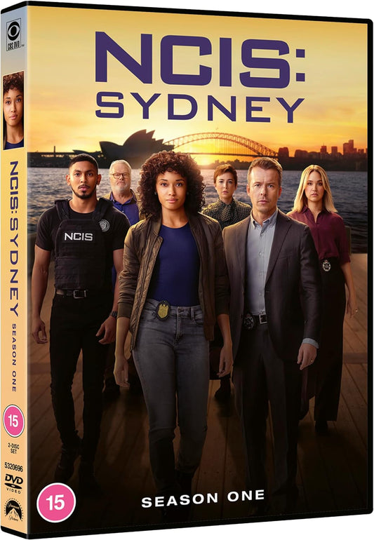 DVD cover for NCIS: Sydney Season One featuring the cast against a Sydney skyline.