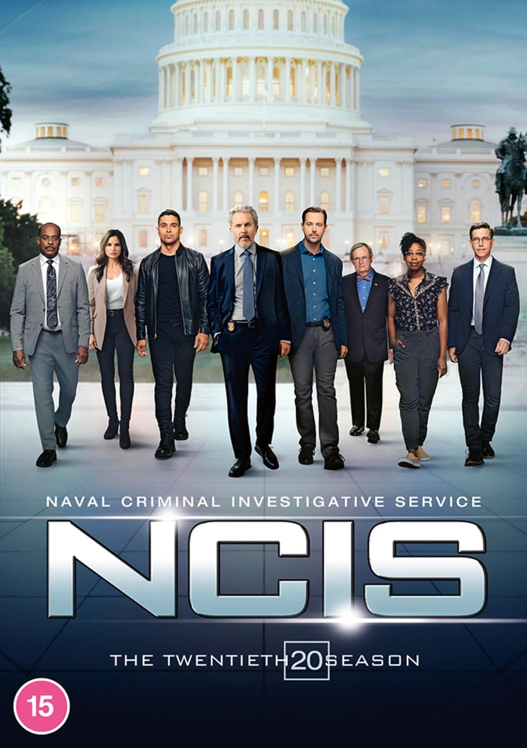 NCIS cast standing before the U.S. Capitol building, DVD cover art.