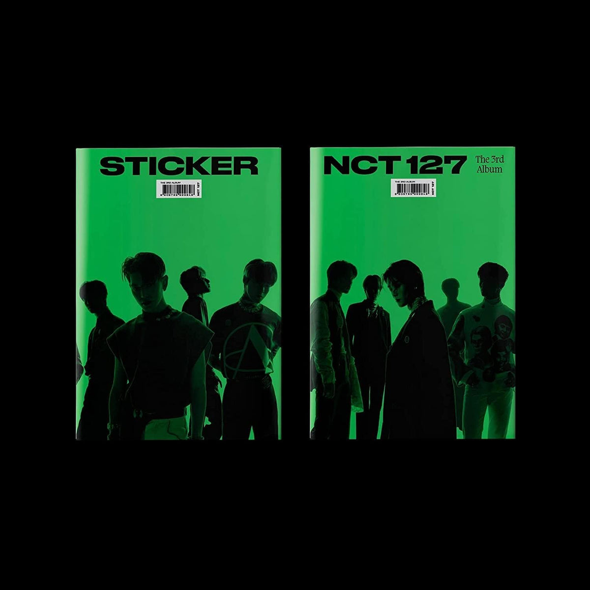 NCT 127 "Sticker" CD packaging with group photo and album title.