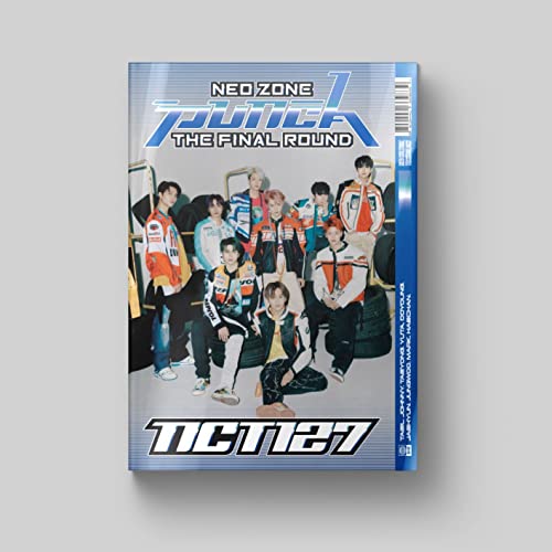 NCT 127 album cover featuring nine members posing with tires.
