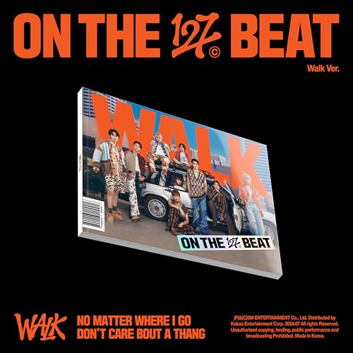 NCT 127 "Walk" CD cover featuring nine members with a car.