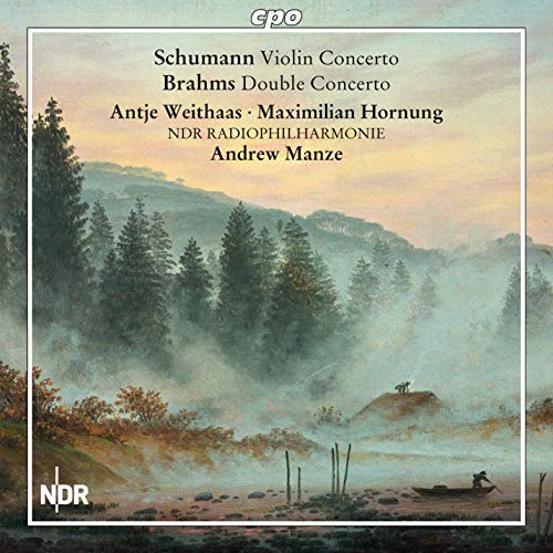 CD cover with a misty forest landscape and composer names.