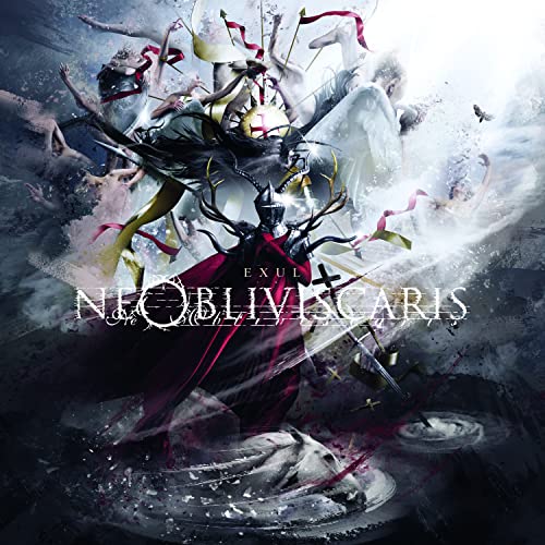 Album cover for Ne Obliviscaris’ “Exul” featuring figures and ribbons.