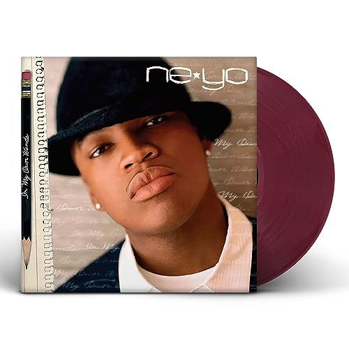 Ne-Yo album cover and maroon vinyl record on white background.