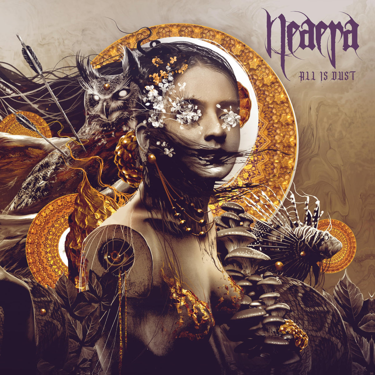 CD cover art: woman with owl, flowers, and skeletal details.