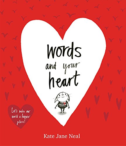 Book cover with a large white heart, a small character, and red background.