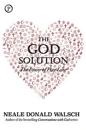 Book cover: heart shape filled with religious symbols, title “The God Solution”.