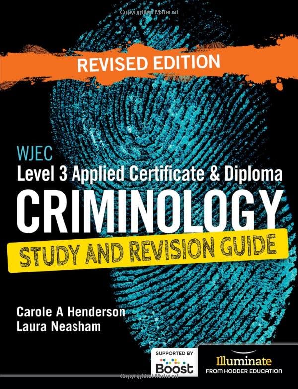 Criminology study guide cover with a large blue fingerprint background.