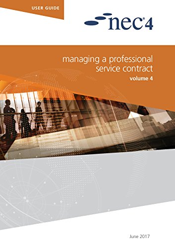 Orange book cover with blurred figures and “NEC4: Managing a Professional Service Contract.”