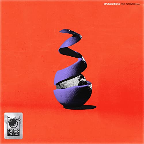 Album cover for Neck Deep’s “All Distortions Are Intentional” featuring a purple orange peel.