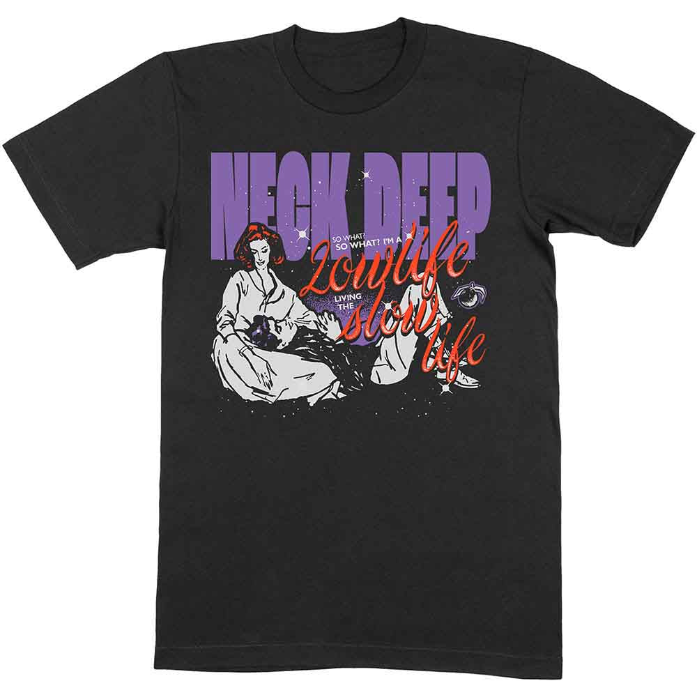Black Neck Deep t-shirt with vintage couple illustration and logo.