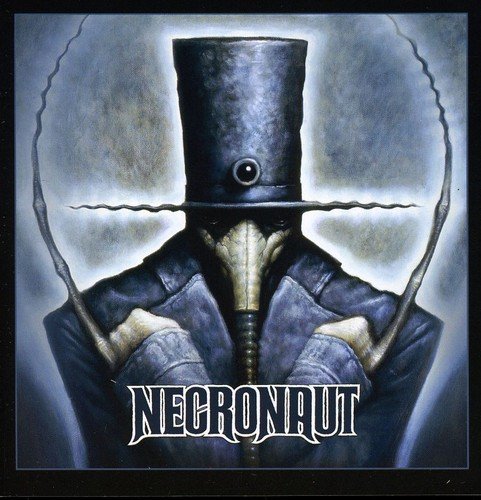 Dark figure with top hat and plague doctor mask, album cover.