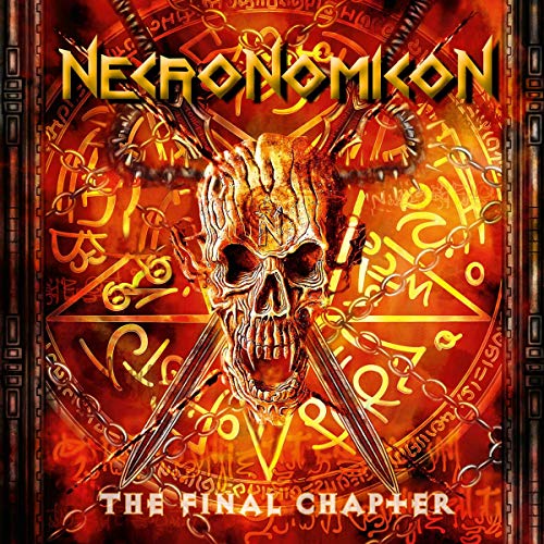 CD cover: skull with daggers, occult symbols, and "Necronomicon" title.
