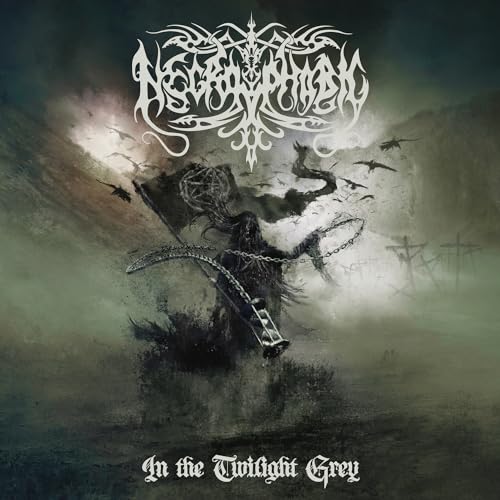 Dark album cover for Necrophobic’s “In the Twilight Grey” with a spectral figure.