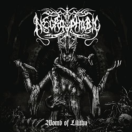 Black and white album cover depicting a skeletal, demonic figure with snakes.