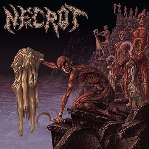 Dark album cover depicting skeletal figures peeling their skin on stone steps.