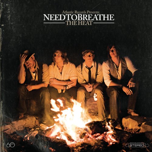 “Need to Breathe” album cover: four men by a campfire, sepia tone.