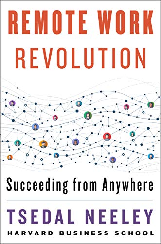 Book cover: "Remote Work Revolution" with network graphic and author name.