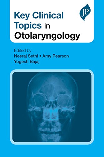 Book cover: "Key Clinical Topics in Otolaryngology" with skull x-ray.