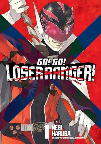 Manga cover featuring a red-helmeted figure with a sword, titled "Go Go Loser Ranger!