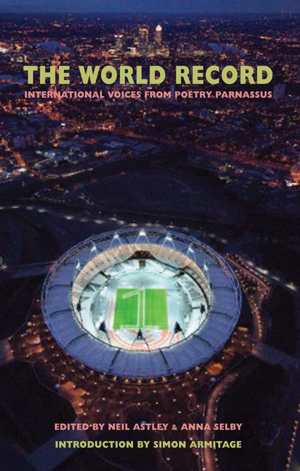 Book cover with city skyline and stadium image, titled "The World Record.