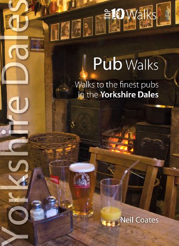 Book cover: Yorkshire Dales pub walks with a pub interior scene.