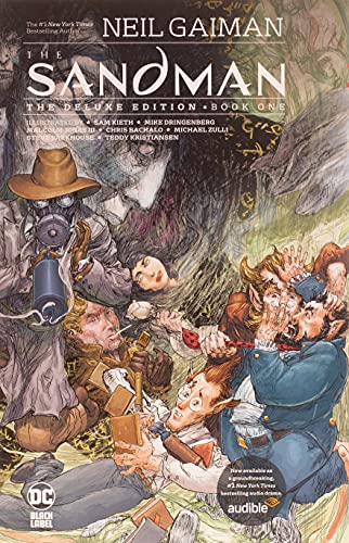 Cover of “Sandman: The Deluxe Edition Book One” with fantastical figures.