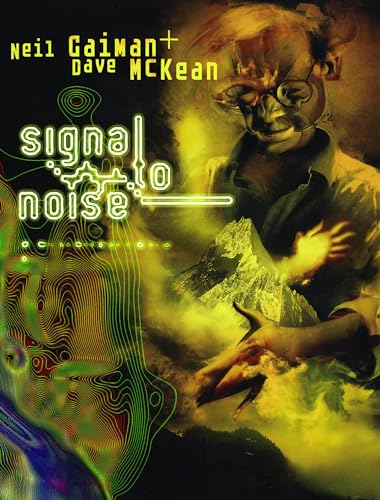 Book cover: portrait with glowing green text, mountains, and abstract designs.