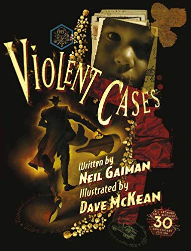 Cover of "Violent Cases" with a boy’s face and shadowy figure.