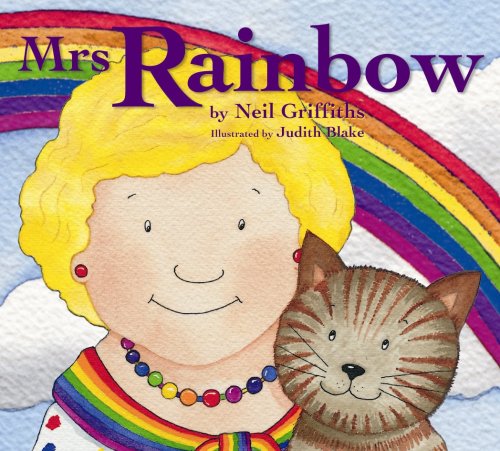 Watercolor illustration of a woman with blonde hair and a tabby cat.