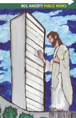 Book cover: painting of a man facing a large, striped tower.