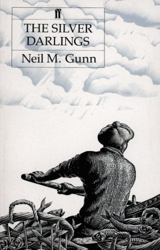 Book cover: "The Silver Darlings" with a fisherman rowing a boat.