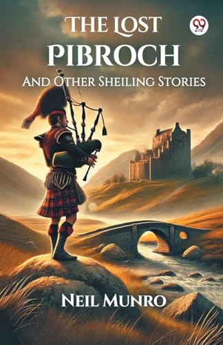 Book cover: bagpiper in highlands landscape, castle in distance.