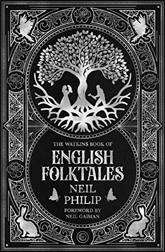 Book cover with silver tree, figures, and ornate floral borders on a black background.