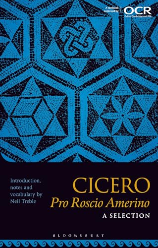 Book cover featuring blue mosaic patterns and the title Cicero Pro Roscio Amerino.