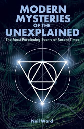 Book cover with geometric shapes and title: "Modern Mysteries of the Unexplained".