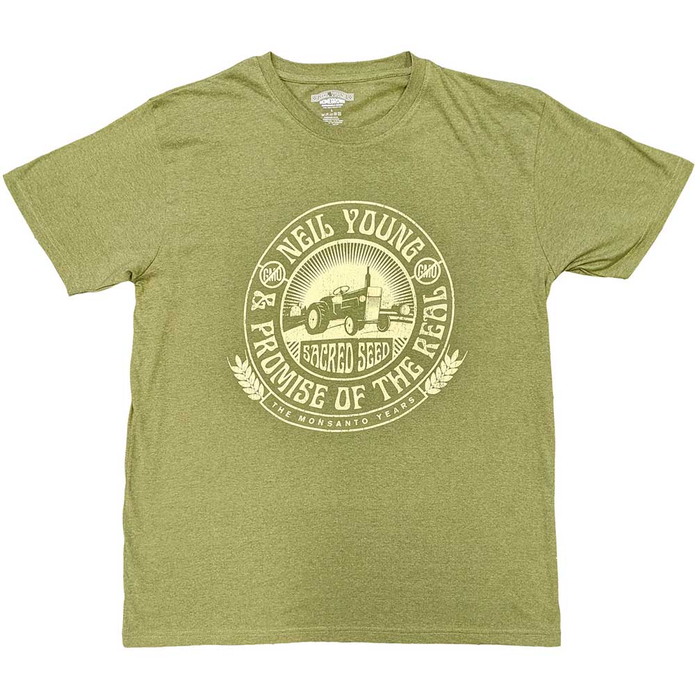 Black t-shirt featuring Neil Young's Tractor Seal logo, size XX-Large.