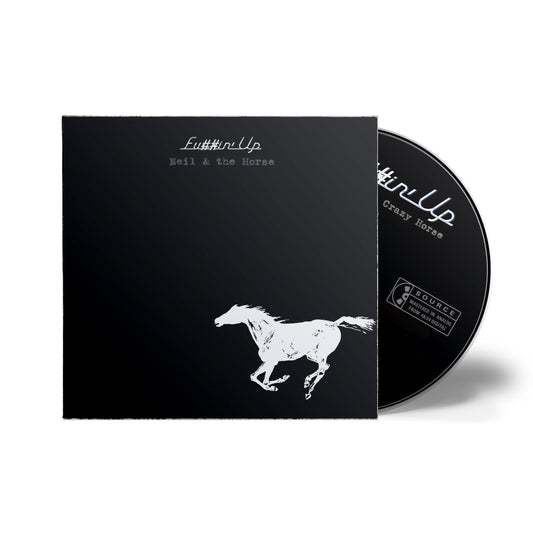 Black album cover with white text "Fu##in' Up" and a running horse.