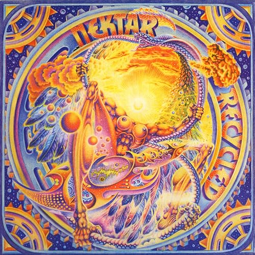 Nektar album cover: psychedelic art with a dragon and celestial imagery.