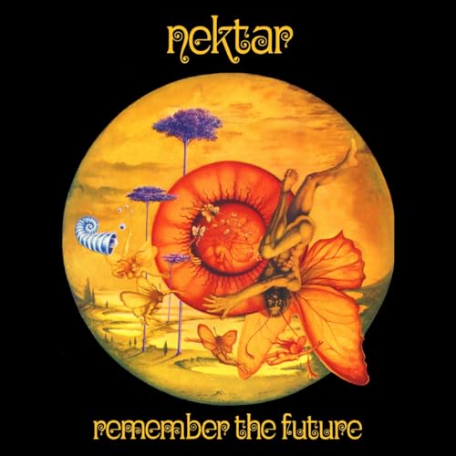 Album cover for Nektar’s “Remember the Future” featuring surreal landscape and figures.