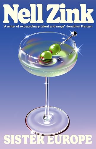Book cover with a cocktail glass containing green olives on a blue-purple background.
