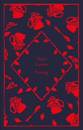 Book cover for “Passing” by Nella Larsen with red patterned design.
