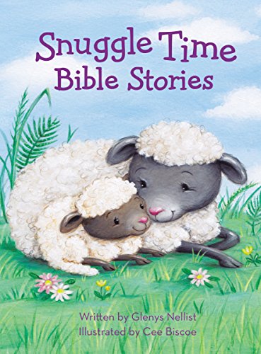 Padded board book cover with two lambs nestled in green grass.