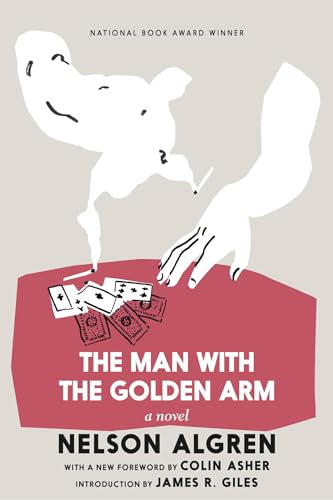 Book cover with abstract white hands and playing cards on a red background.