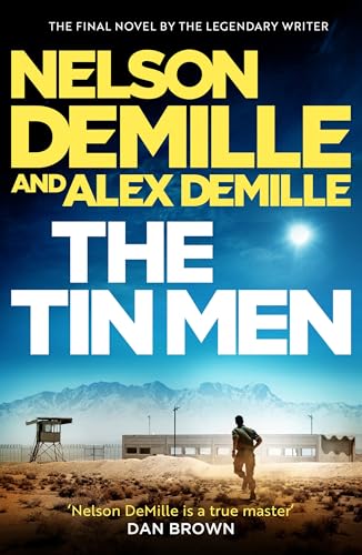 Book cover for "The Tin Men" with a desert landscape and lone figure.