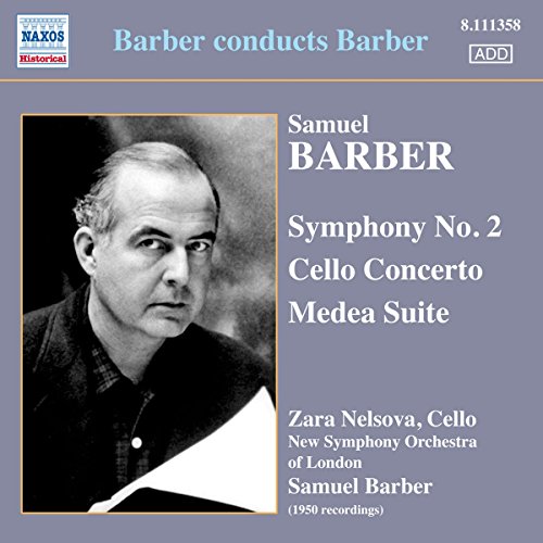 CD cover with black and white photo of Samuel Barber on gray background.