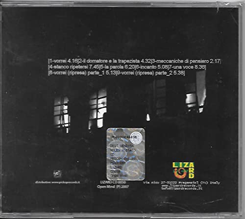 CD back cover with tracklist, barcode, and shadowy figure in a doorway.