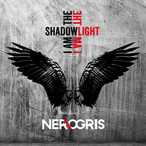CD cover with black wings, red and black text, and a textured background.