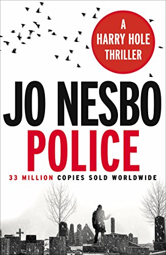 "Book cover of 'Police' by Jo Nesbo, featuring a man walking down a snowy street."