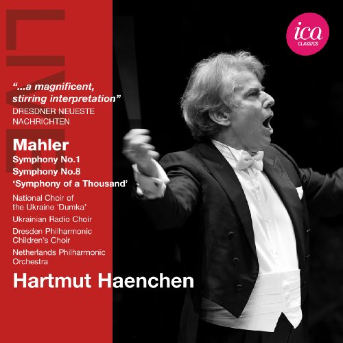 CD cover featuring conductor Hartmut Haenchen and text for Mahler’s Symphony No. 8.